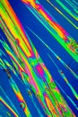 Urea crystals in polarized light Royalty Free Stock Photo