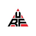 URF triangle letter logo design with triangle shape. URF triangle logo design monogram. URF triangle vector logo template with red Royalty Free Stock Photo