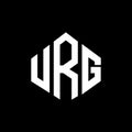URG letter logo design with polygon shape. URG polygon and cube shape logo design. URG hexagon vector logo template white and Royalty Free Stock Photo