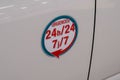 Urgences french text sign stickers on car ambulance door 24/24 7/7