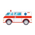 Ambulance car.Hospital transport medical care clinic.Vector in flat style.