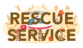 Urgency rescuer service help typographic header. Ambulance lifeguard Royalty Free Stock Photo