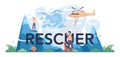 Urgency rescuer typographic header. Ambulance lifeguard in uniform Royalty Free Stock Photo