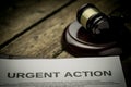 Urgent Action with gavel. Class action concept