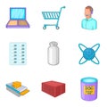 Urgent delivery icons set, cartoon style