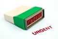 Urgent letter on green rubber stamp