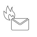 Urgent message icon, letter in flame, on a white background, vector illustrationfire Royalty Free Stock Photo