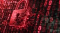Urgent security alert broken padlock over binary code signifies major breach in system integrity