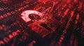 Urgent security breach broken padlock icon over binary code highlights vulnerability threat