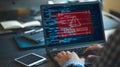 Laptop Screen Shows System Hacked Warning Message Urgent Cybersecurity Digital Threat Online Privacy Data Breach