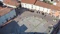 Urgnano, Bergamo, Italy. View of the main square from the top of the bell tower