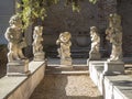 Urgnano, Bergamo, Italy. The statues in the inner garden of the medieval castle