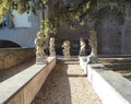 Urgnano, Bergamo, Italy. The statues in the inner garden of the medieval castle