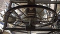 Urgnano, Bergamo, Italy. View of the bells of the bell tower of the main church in the center of the village