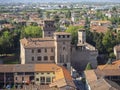 Urgnano, Bergamo, Italy. View of the medieval castle from the top of the bell tower