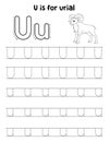 Urial Animal Tracing Letter ABC Coloring Page U
