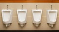 Urinal man four clean toilets in public toilets. Royalty Free Stock Photo