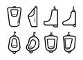 Urinal vector icon set in outline style