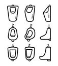 Urinal vector icon set in outline style