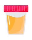 Urinalysis vector. Urine collection container with red lid isolated