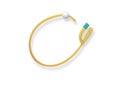 Urinary foley catheter on white background.