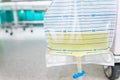 Urine bag hanging beside the patient`s bed. Royalty Free Stock Photo