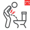 Urine pain line icon, pee and illness, bladder ache vector icon, vector graphics, editable stroke outline sign, eps 10.