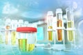 Urine sample test for casts or amorphous phosphates - proofs in modern science college clinic, medical 3D illustration Royalty Free Stock Photo