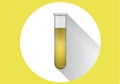 Urine test for doping in a glass tube. Medical examination.