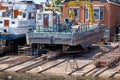 Urk, The Netherlands - June 22 2020: Two yachts for repair and maintenance in the dockyard of Urk, the Netherlands