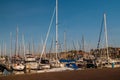 Urk Netherlands October 2020, tourist harbour with sailing boats Small town of Urk village with the beautiful colorful