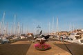 Urk Netherlands October 2020, tourist harbour with sailing boats Small town of Urk village with the beautiful colorful