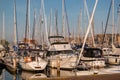 Urk Netherlands October 2020, tourist harbour with sailing boats Small town of Urk village with the beautiful colorful Royalty Free Stock Photo