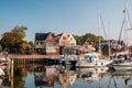 Urk Netherlands October 2020, tourist harbour with sailing boats Small town of Urk village with the beautiful colorful Royalty Free Stock Photo