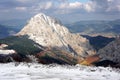 Urkiola mountain range with snow in winter Royalty Free Stock Photo