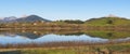 Urkulu urtegia. Urkulu Reservoir, Larrino Church and Mount Anboto in the background, Euskadi