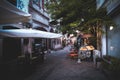 Urla, izmir, Turkey - June, 2023: Souvenir shops, cafes and people in Urla art street in izmir, Turkey