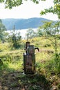 Urn to brew tea in the forest