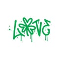 Urnab graffiti word LOVE with Grunge shamrock sign for celebrating and decoration of St Patrick's Day holiday Royalty Free Stock Photo