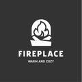 Urning fireplace with wood in an open fire sign vector logo flat style illustrations Royalty Free Stock Photo