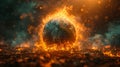 burning globe is fire. Eart on fire Royalty Free Stock Photo