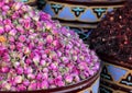 Urns of dried roses. Marrakesh, Morocco. Royalty Free Stock Photo