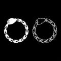 Uroboros Zhulong snake eating own tail coiled in ring Ouroboros serpent set icon white color vector illustration image solid fill