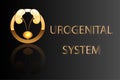 Urogenital system, kidneys, bladder, emblem, symbol, sign, stylized gold