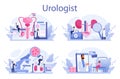 Urologist concept set. Idea of kidney and bladder treatment, hospital care.