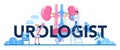 Urologist typographic header. Idea of kidney and bladder treatment