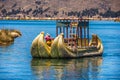 Uros floating islands of lake Titicaca, Peru, South America Royalty Free Stock Photo