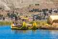 Uros floating islands of lake Titicaca, Peru, South America Royalty Free Stock Photo