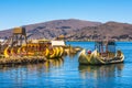 Uros floating islands of lake Titicaca, Peru, South America Royalty Free Stock Photo