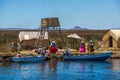 Uros floating islands of lake Titicaca, Peru, South America Royalty Free Stock Photo